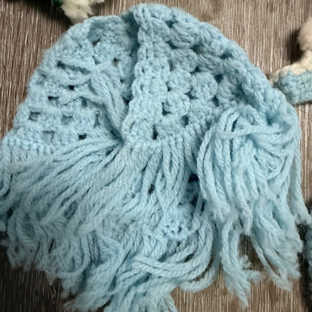 Vintage Handmade Crochet Knit Doll Clothes Poncho Shawl Hat Booties Set 7pc